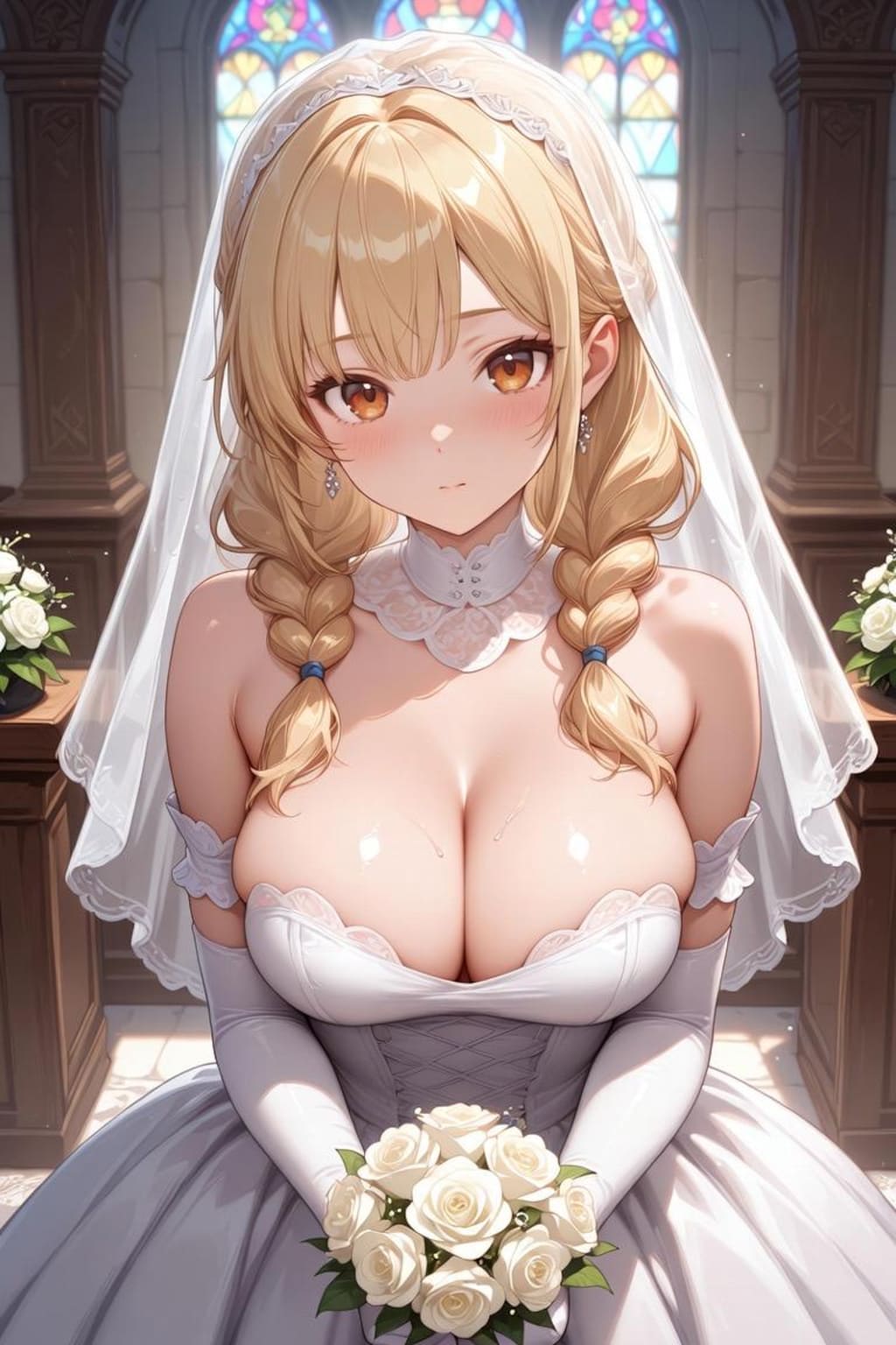 爆乳美女のウェディングドレス 1