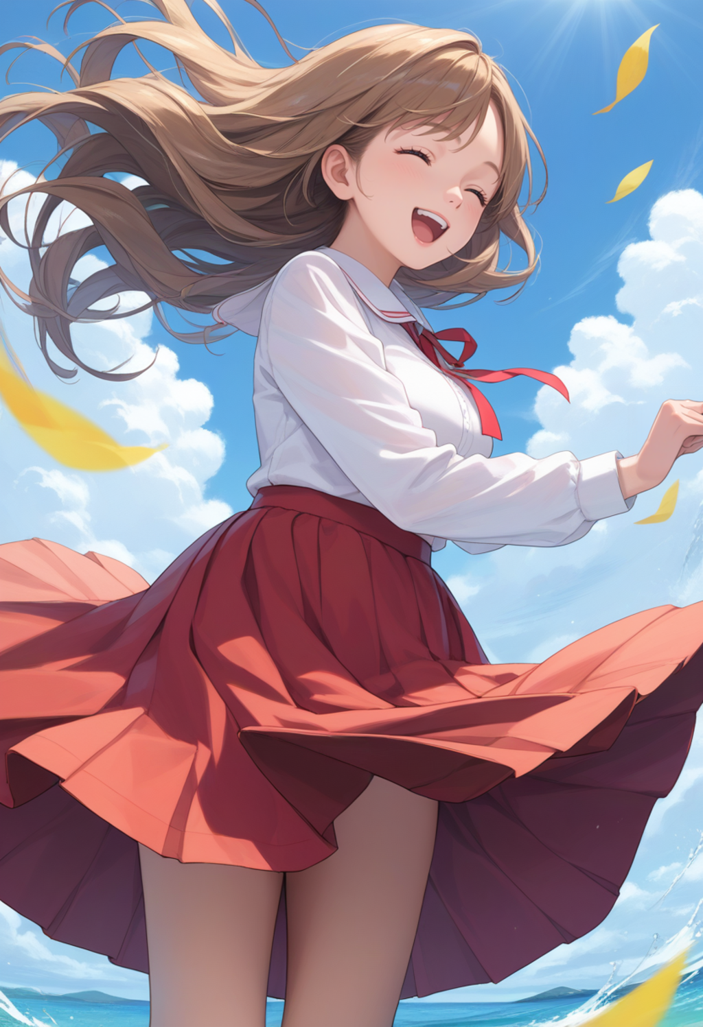 強風ロングスカート