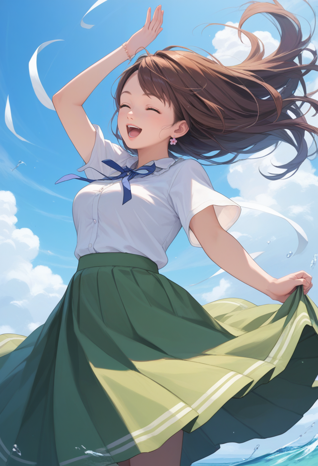 強風ロングスカート