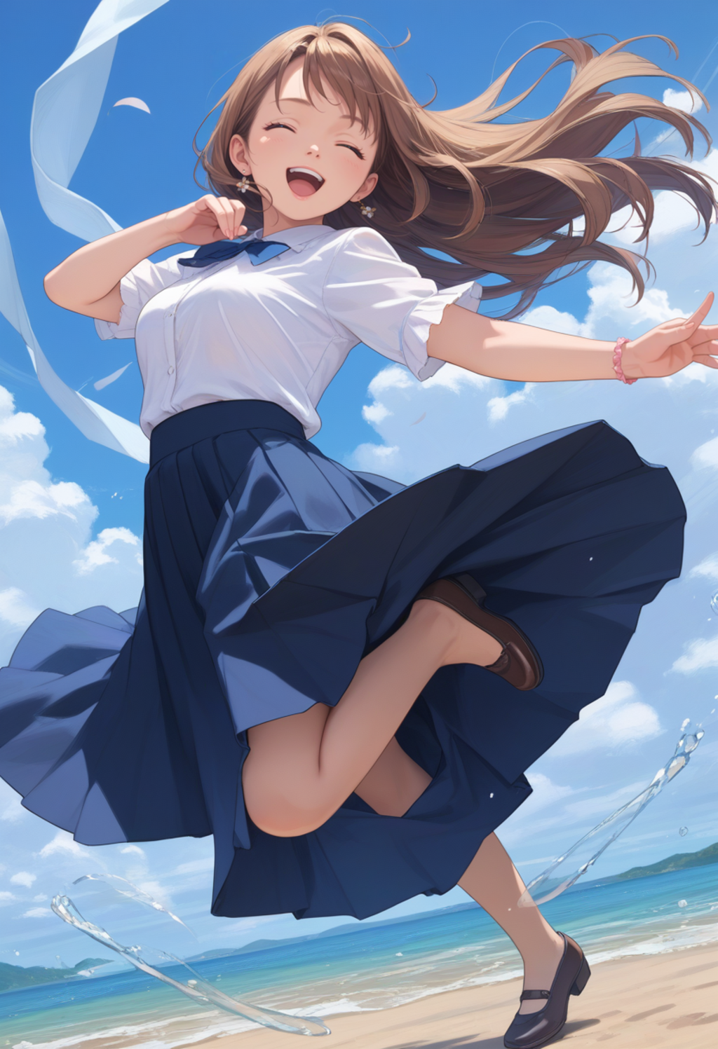 強風ロングスカート