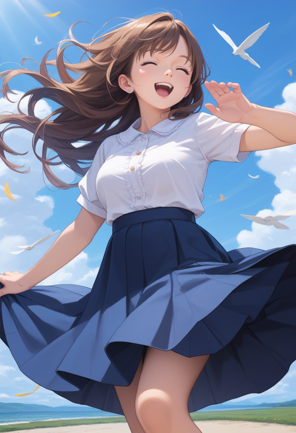 強風ロングスカート