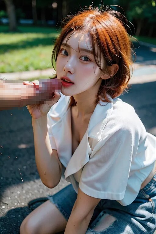 お姉さんの野外フェラ