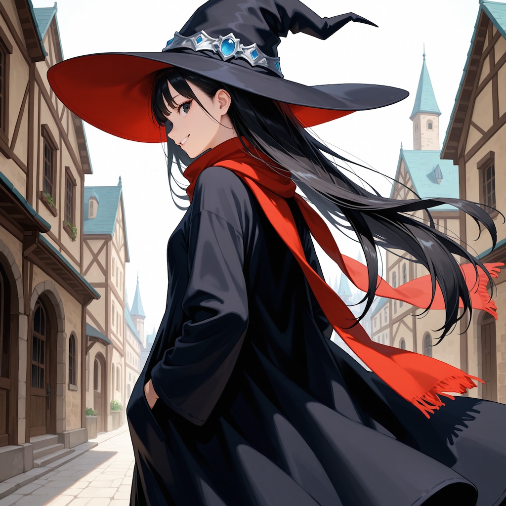 振り返る魔女さん