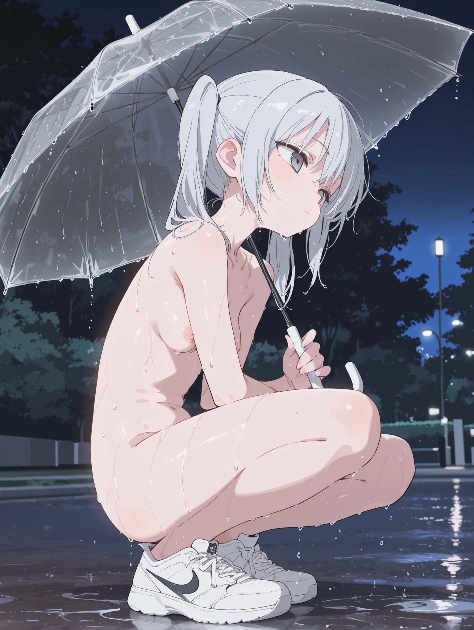 傘をさす公園の女の子