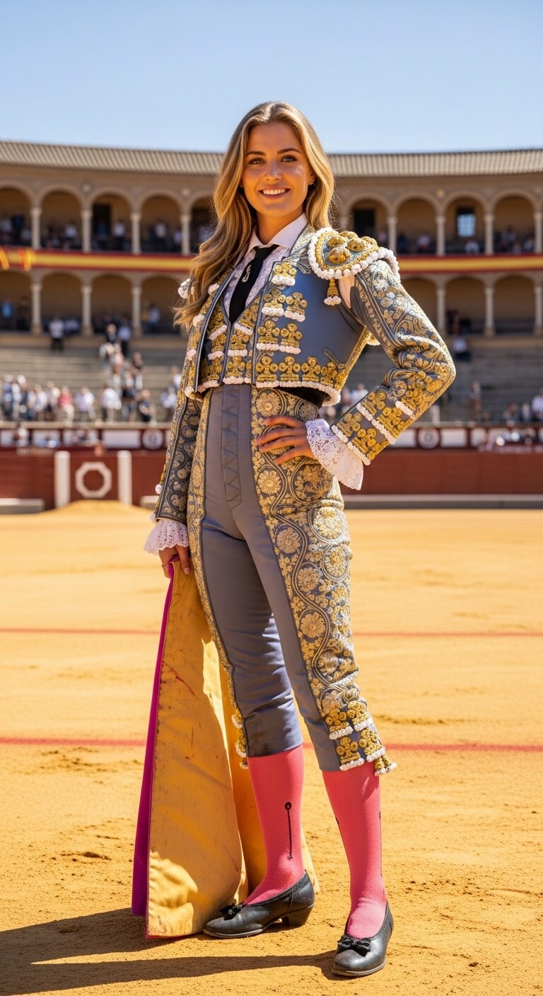 クール闘牛士ルイーザ・エルナンデスのマエストランサ闘牛場闘牛演武