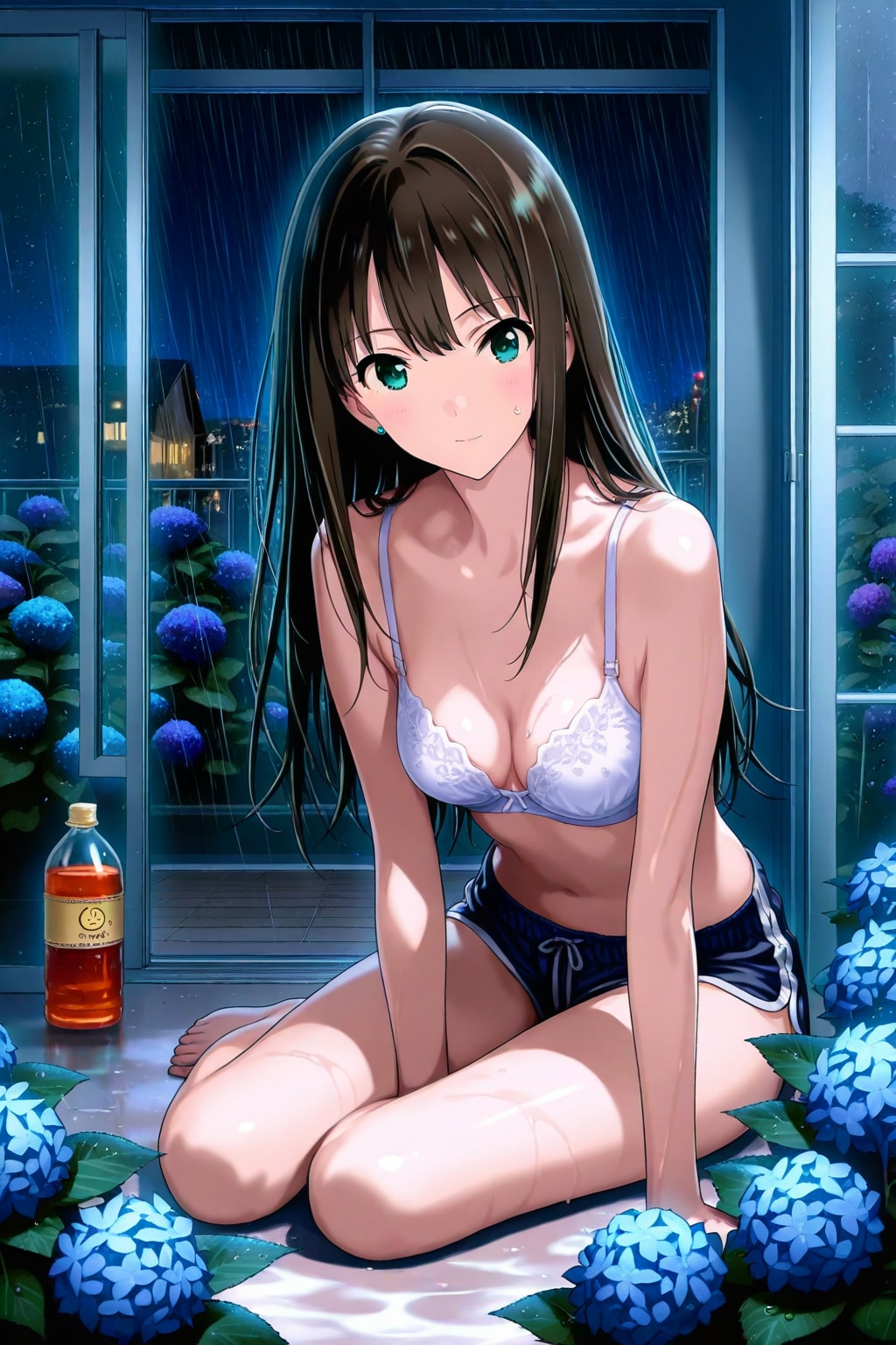 雨の夜と紫陽花