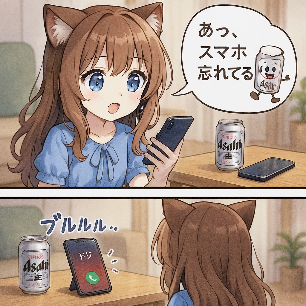 スマホ忘れを連絡する小さな女の子