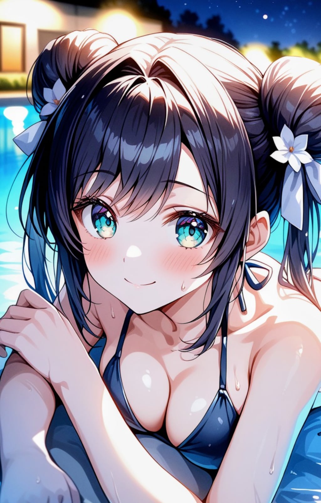 うちの子たちとナイトプール