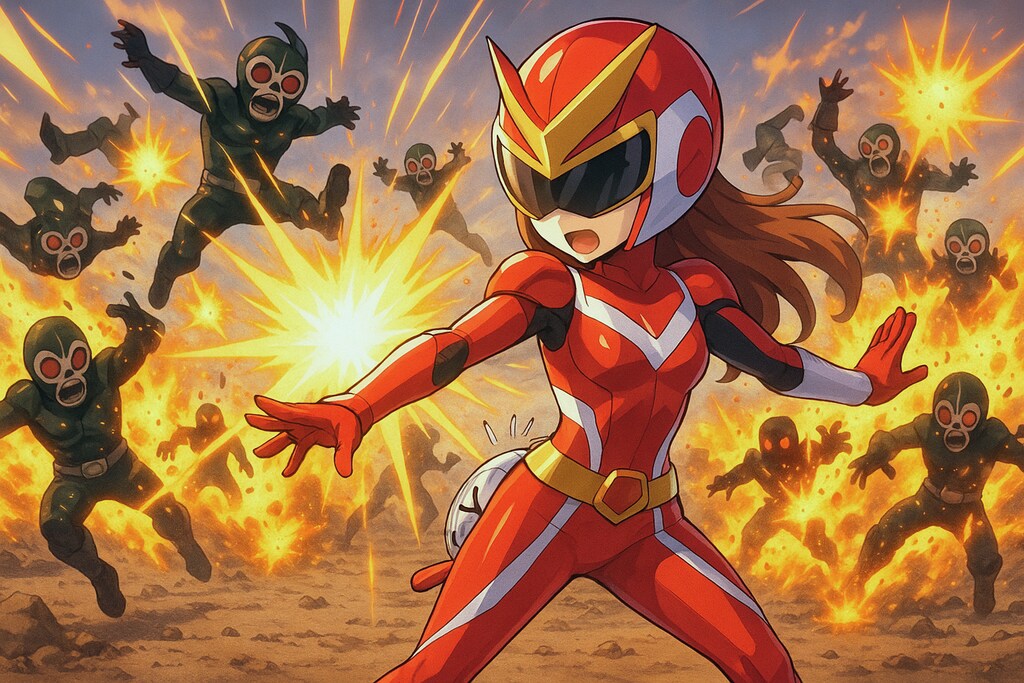 怪人に襲われたビール缶と小さな女の子