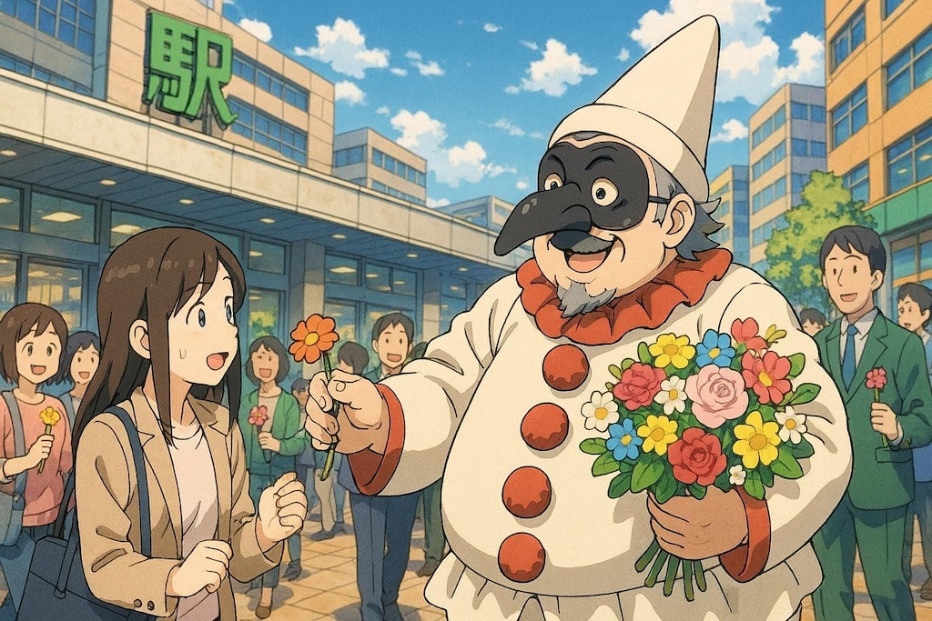 059.駅前で花を贈りますぞ