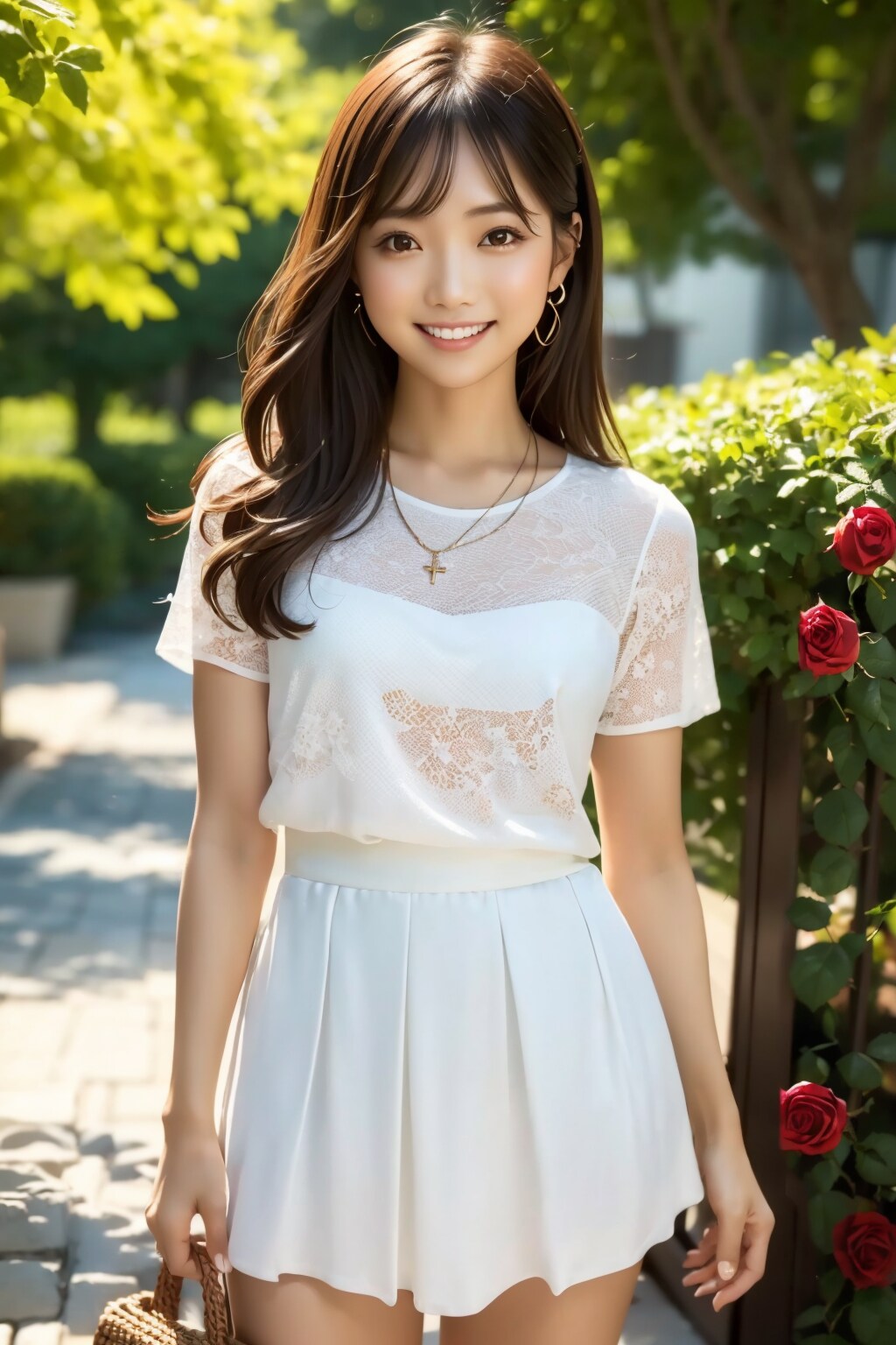 バラの花と れなちゃん