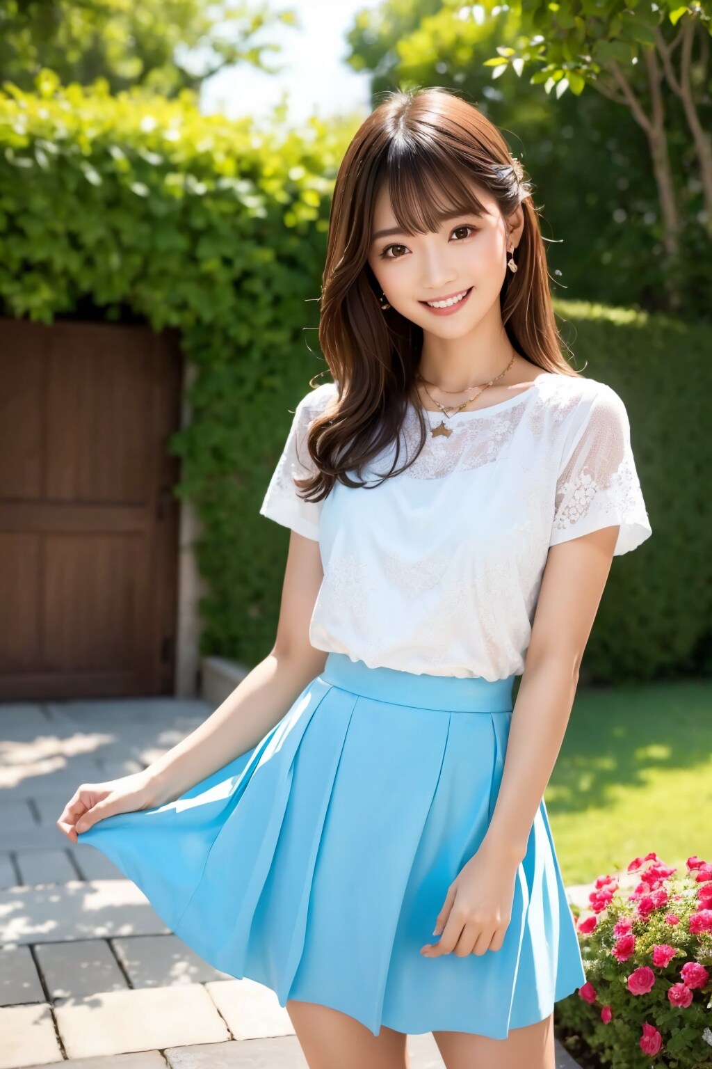 バラの花と れなちゃん