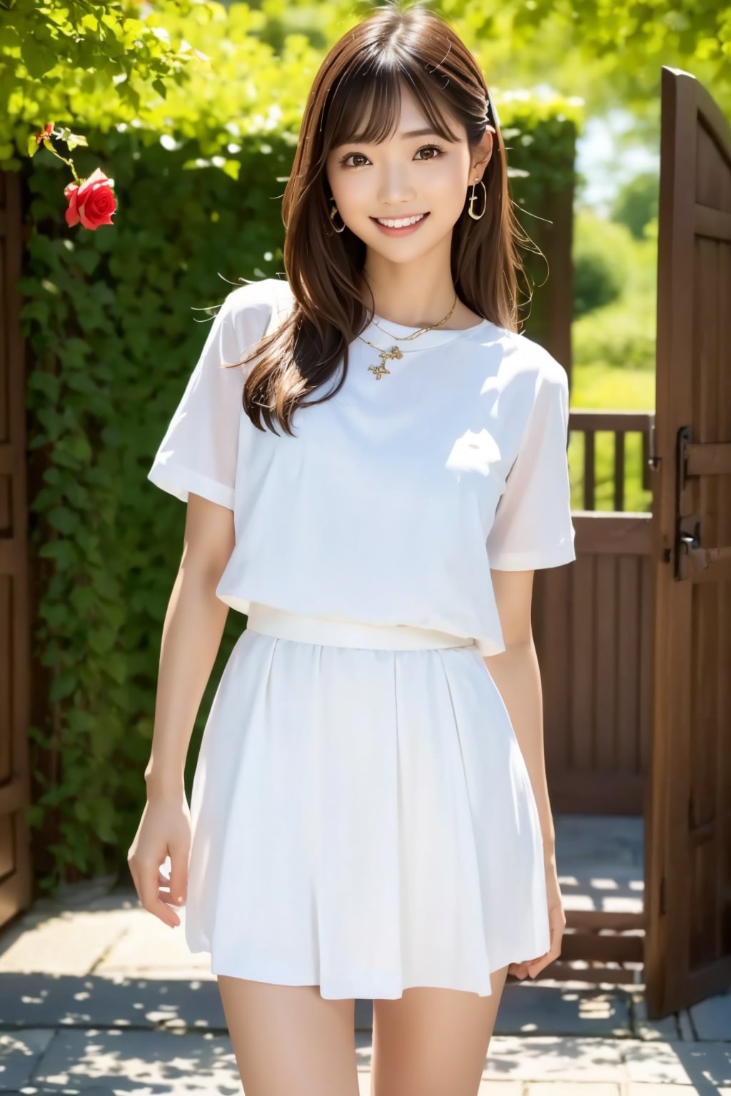 バラの花と れなちゃん