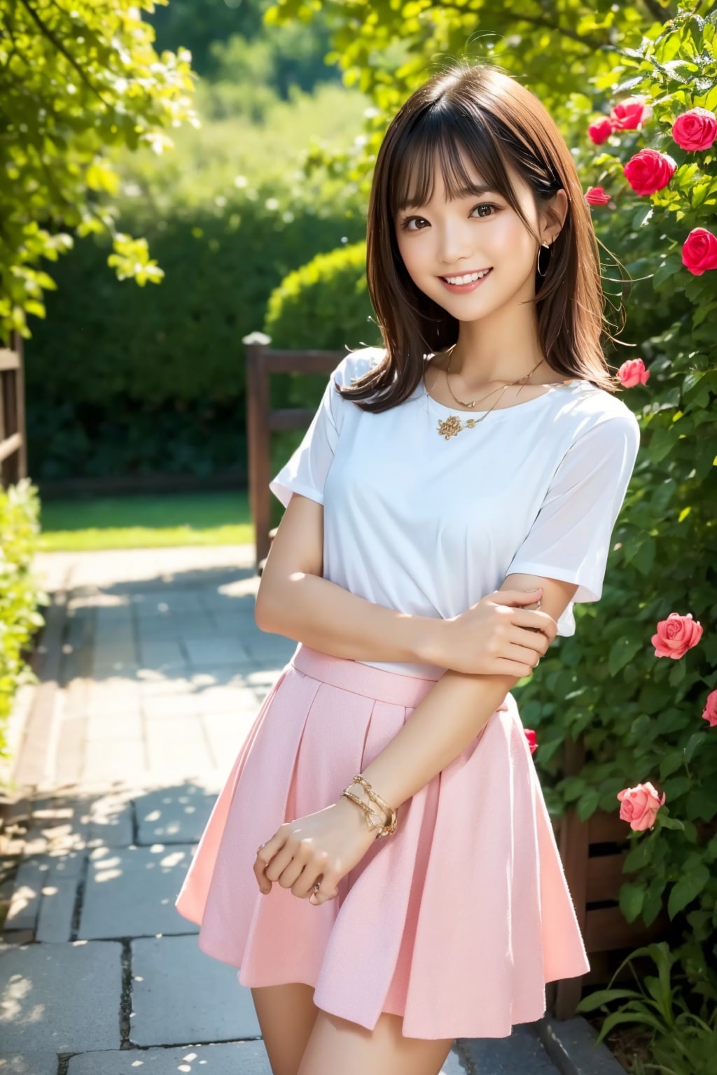 バラの花と れなちゃん