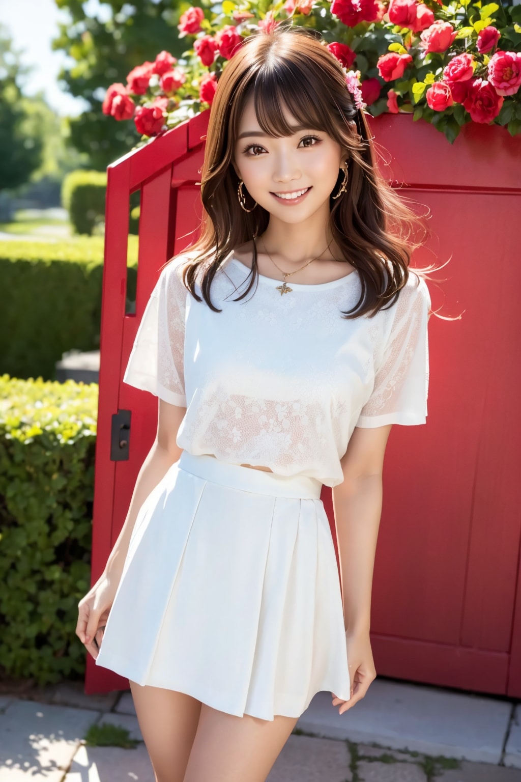 バラの花と れなちゃん