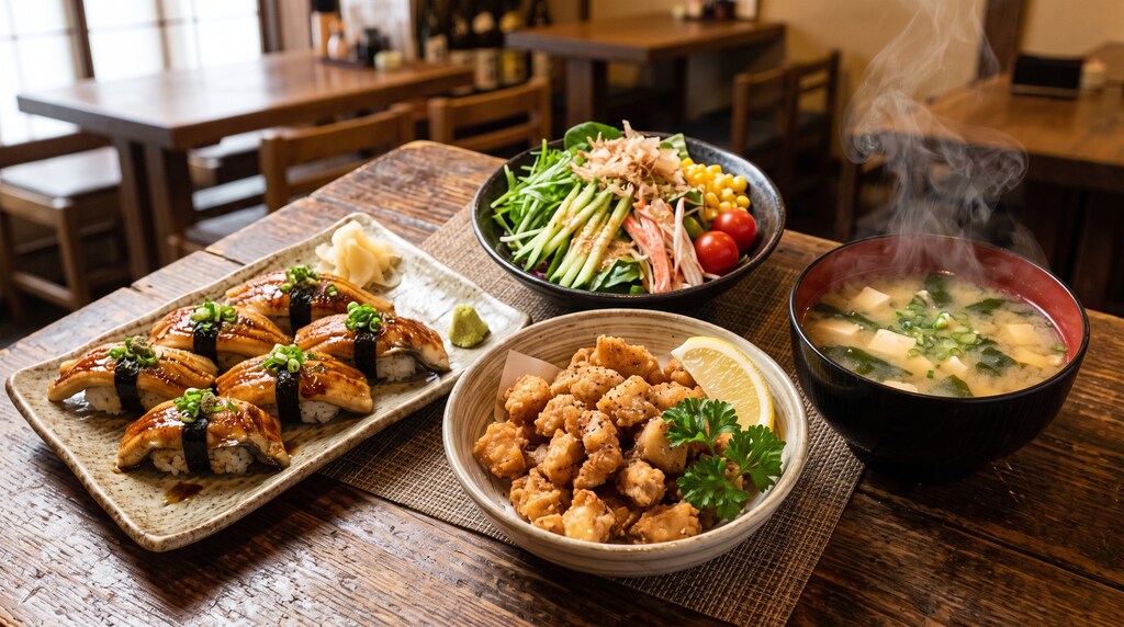 摩訶不思議食堂の鳥軟骨と穴子のセット