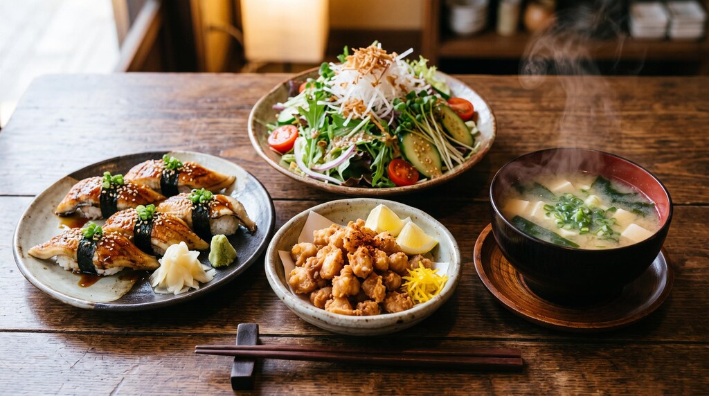 摩訶不思議食堂の鳥軟骨と穴子のセット