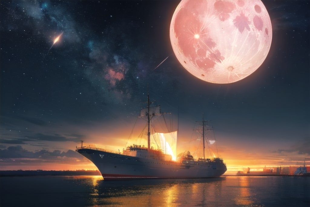 月明かりの軍艦