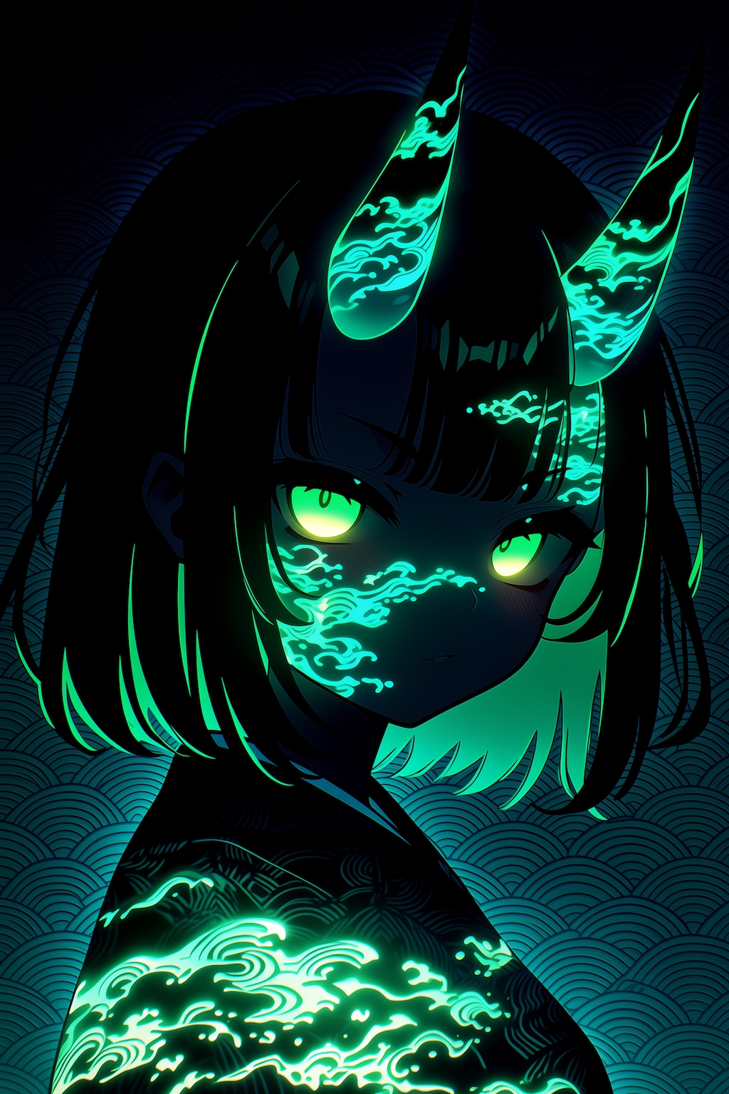 波模様ネオン鬼娘