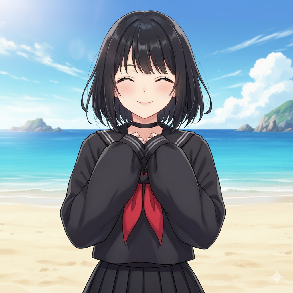 萌え袖セーラー服少女