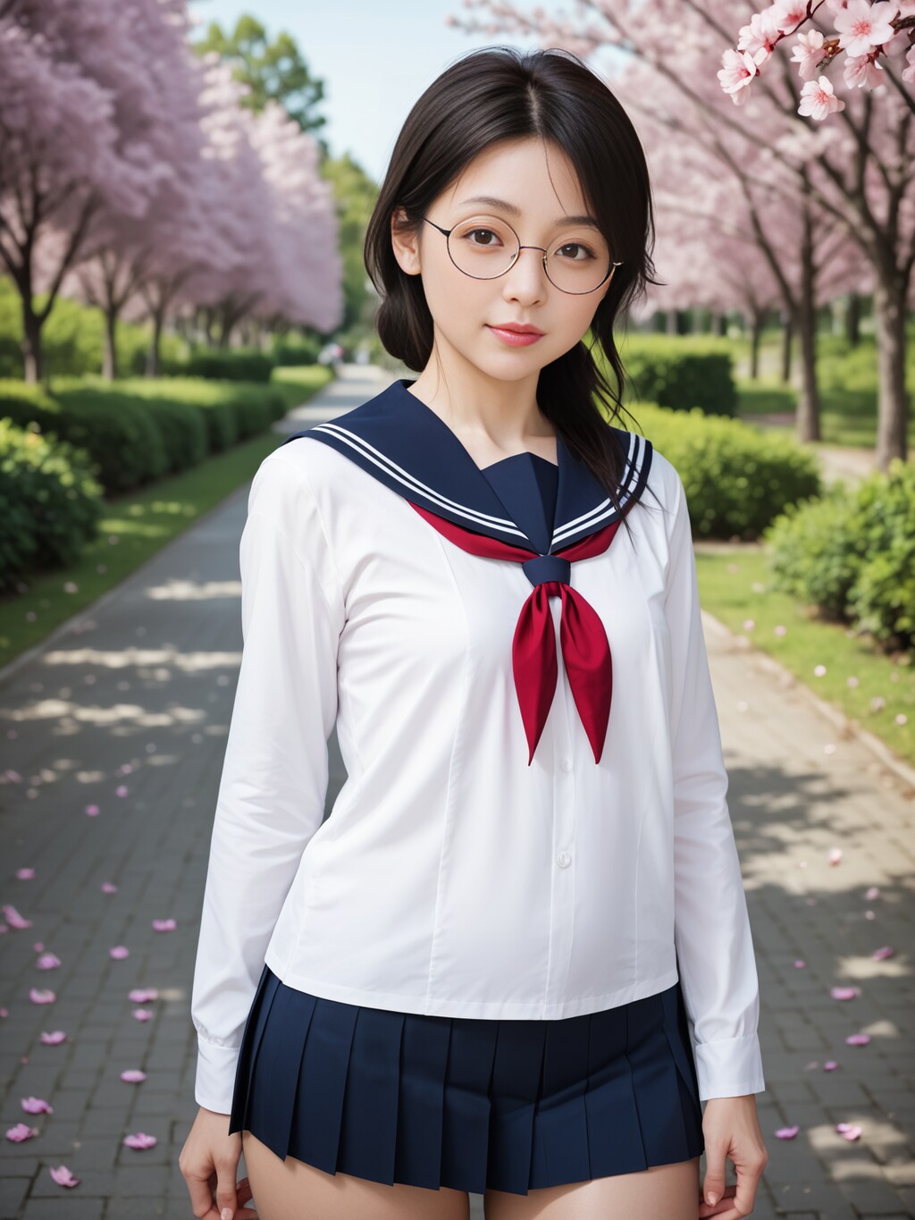 桜の下で2