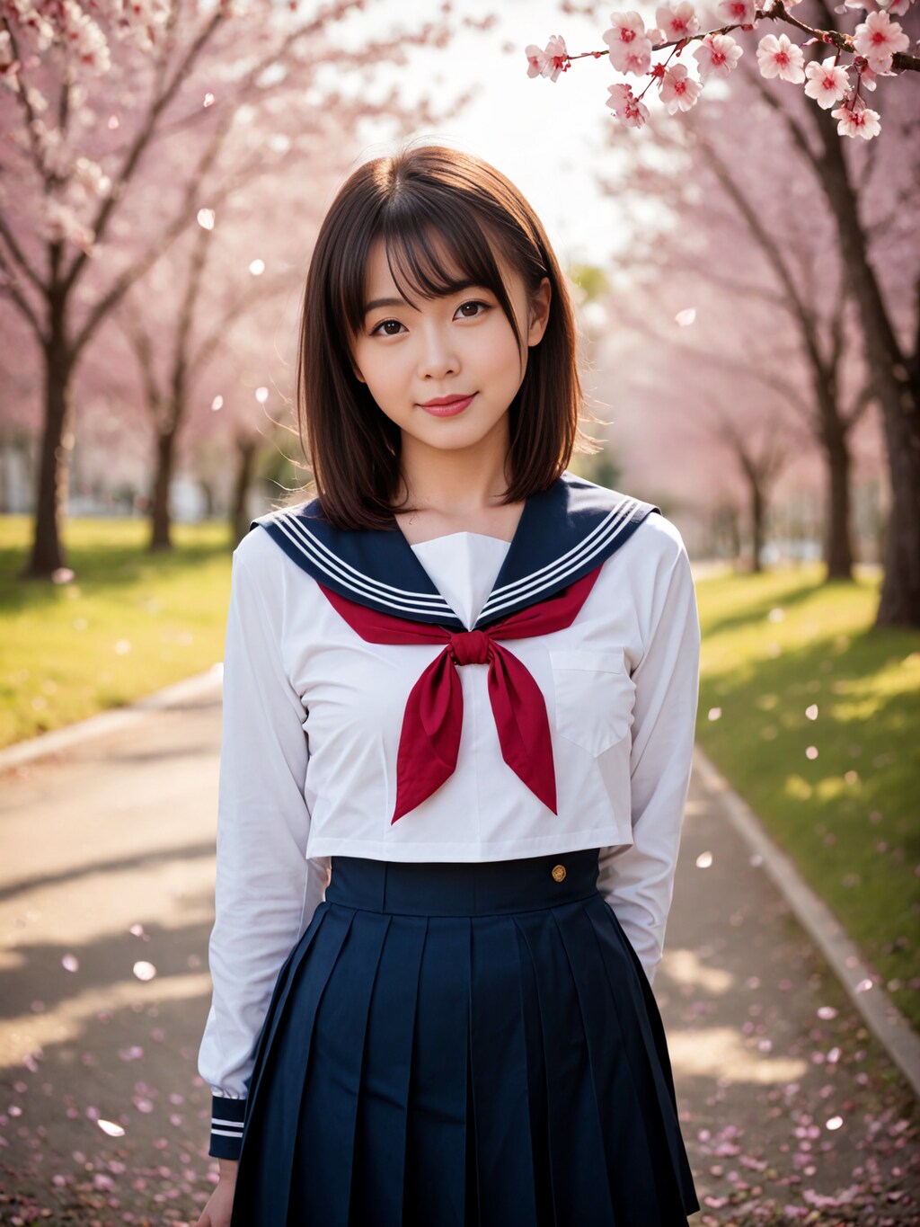 桜の下で2