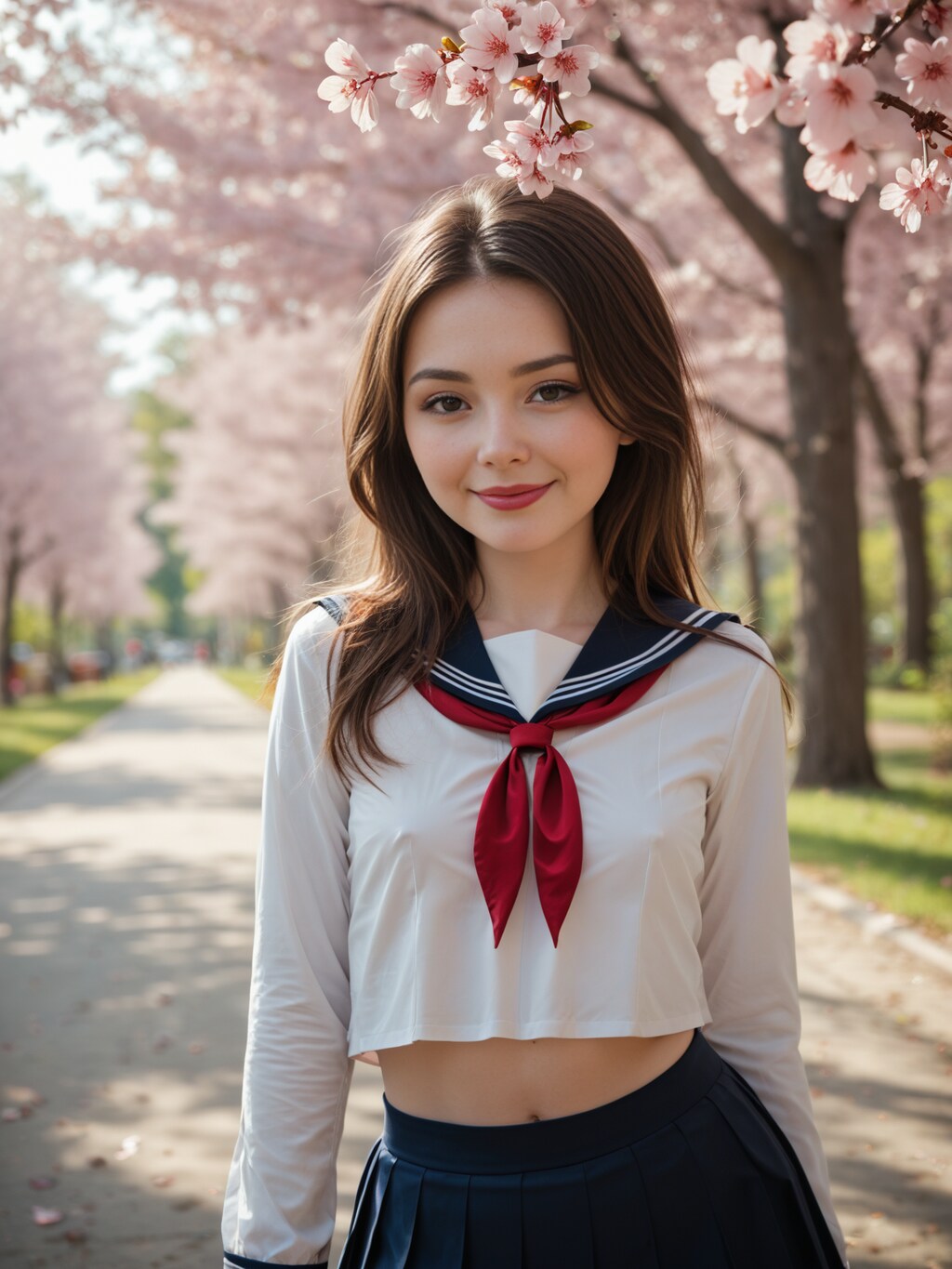桜の下で2