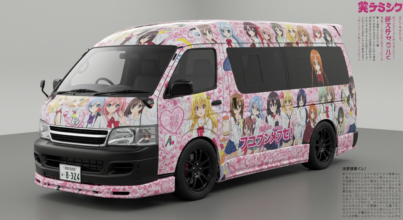 アニメキャラ痛車ハイエースワゴン | の人気AIイラスト・グラビア