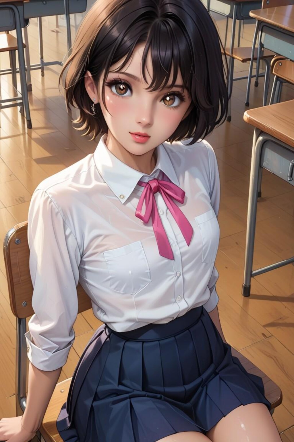 ショートヘア女子高生