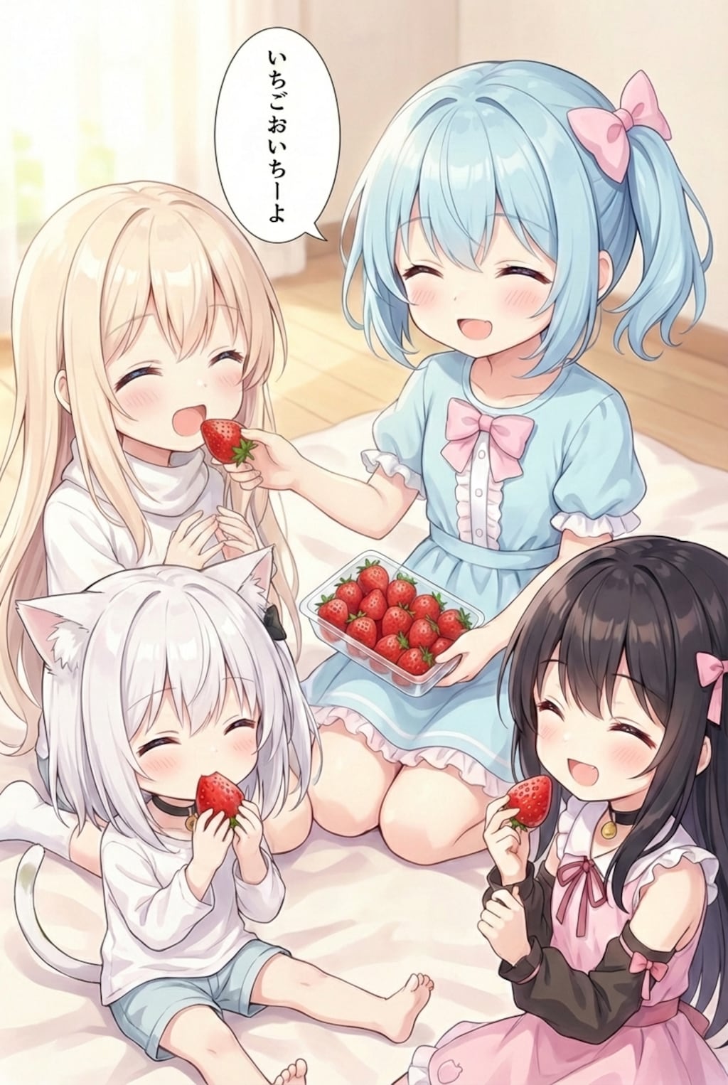 結局みんなにもいちご配りはじめる🍓