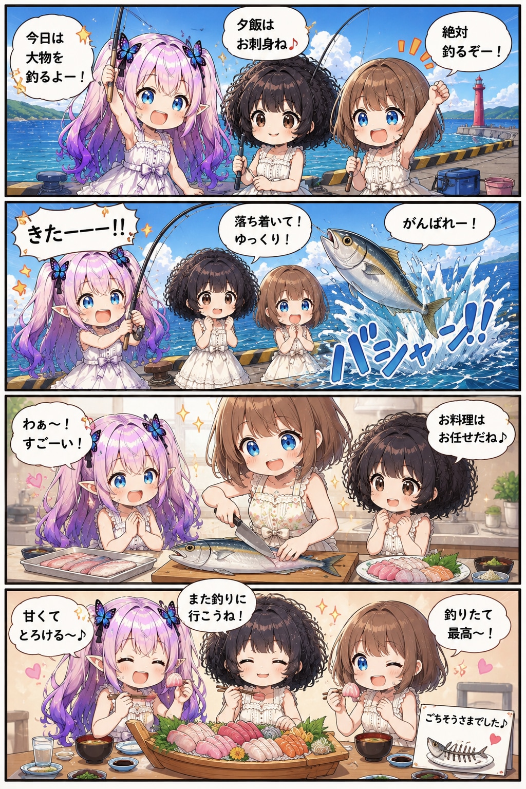 釣り→お刺身