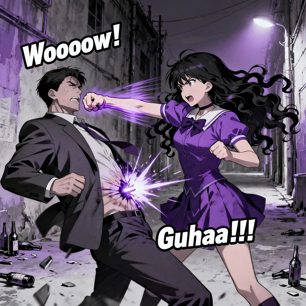 [7枚] 「うまく人間に溶け込んだつもりだろうが私の眼は誤魔化せない！ダークマギカ暗殺術・必中絶命拳！」 「解説しよう！相手はﾀﾋぬ！」（魔女っコの旅６２）