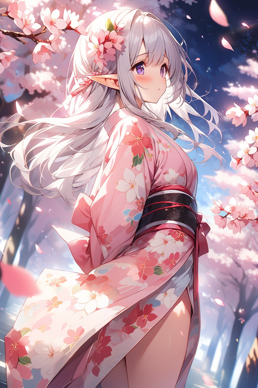 夜桜を観に
