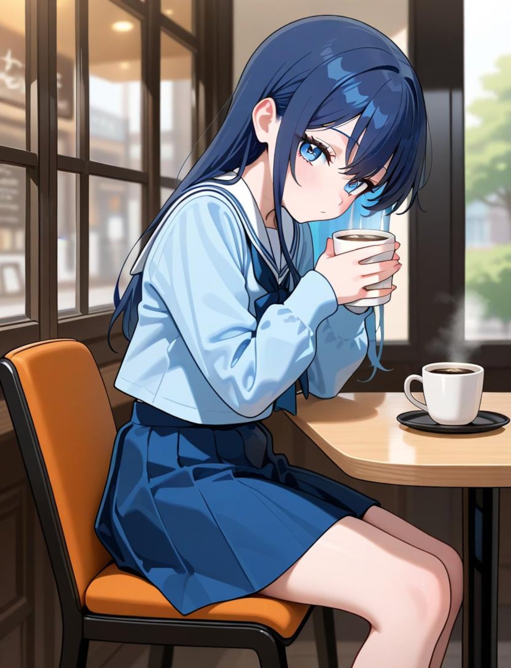 カフェで休憩中