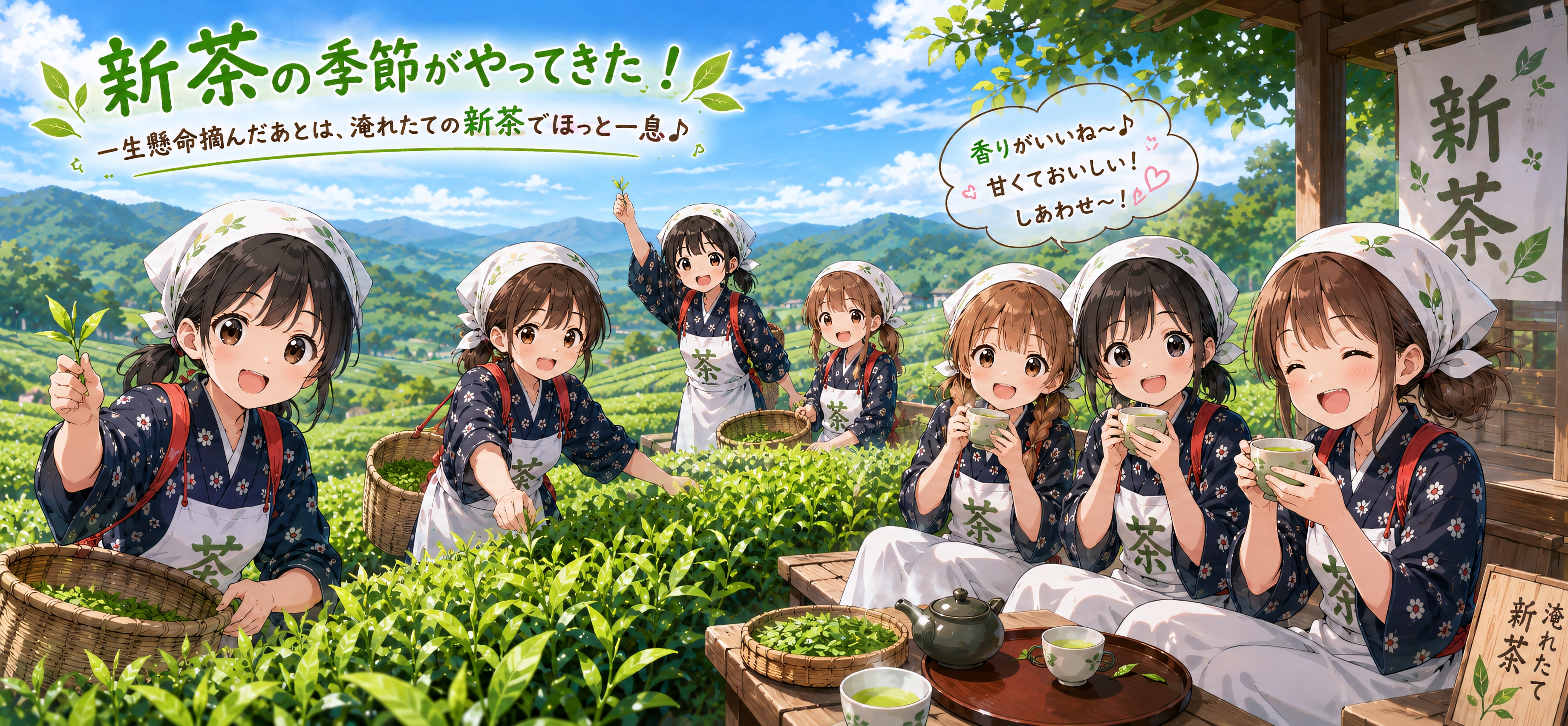 採れたての新茶を味わう | の人気AIイラスト・グラビア