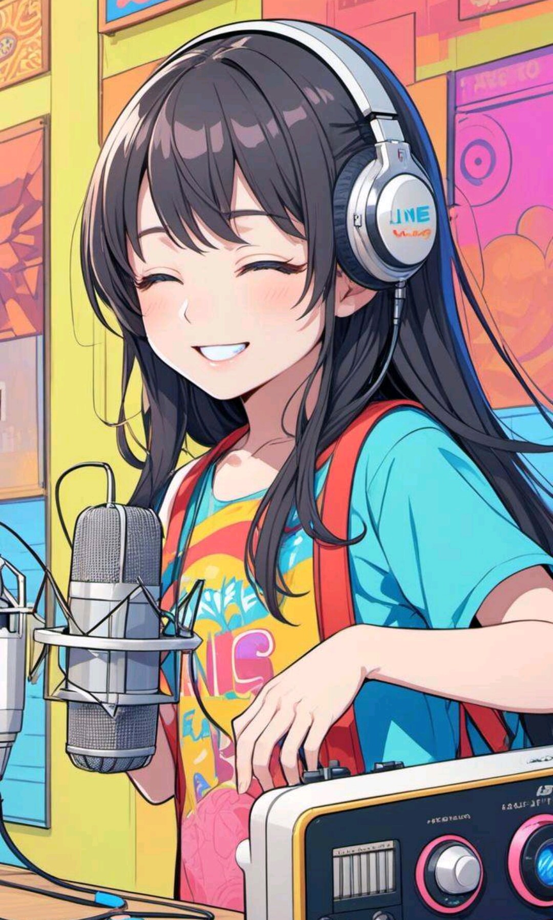 ラジオで生放送中の小さな女の子 | の人気AIイラスト・グラビア