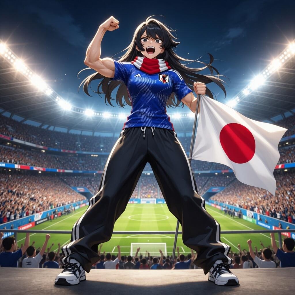 残念美人とサッカースタジアム。と４コマ漫画？