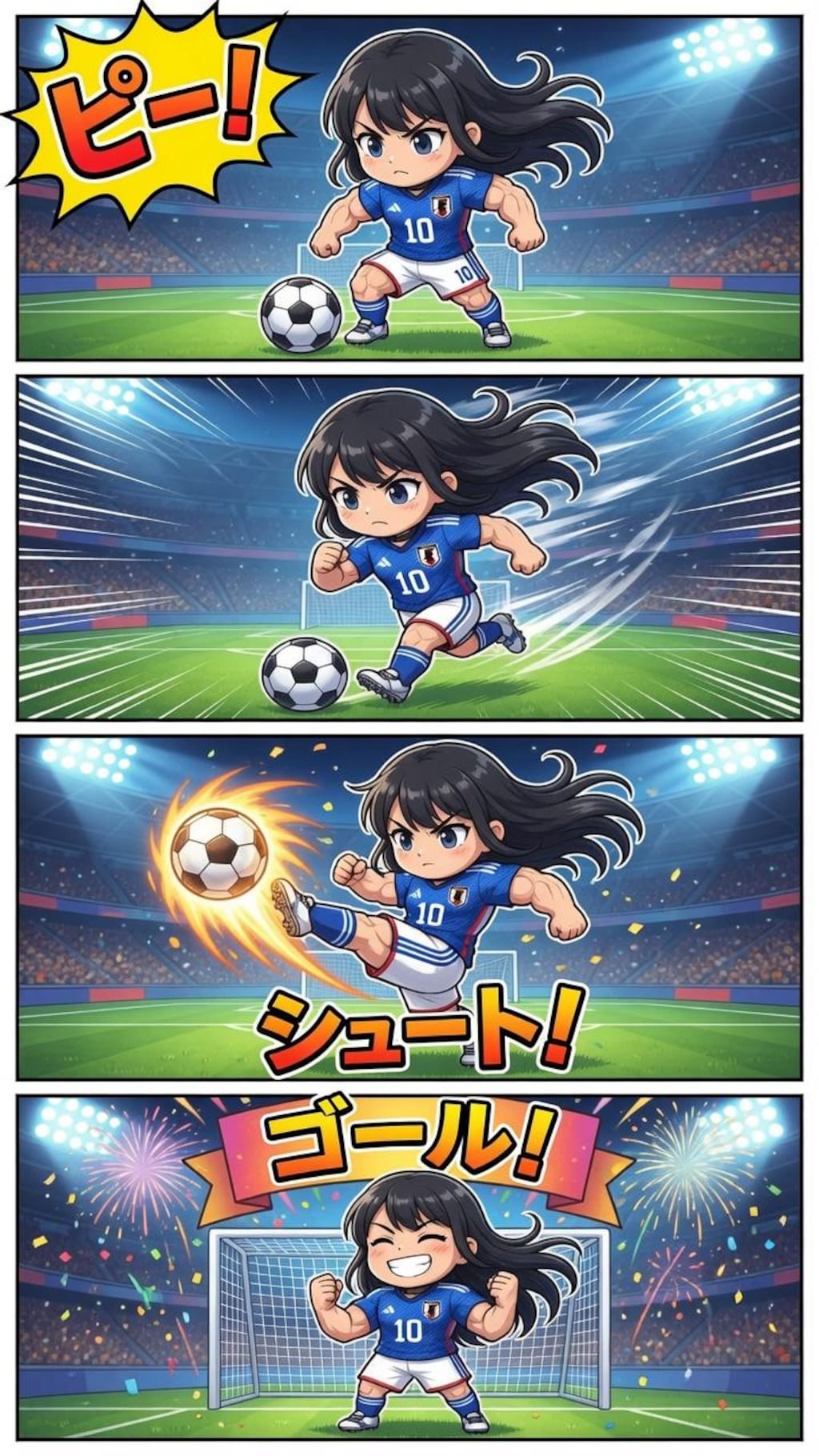 残念美人とサッカースタジアム。と４コマ漫画？