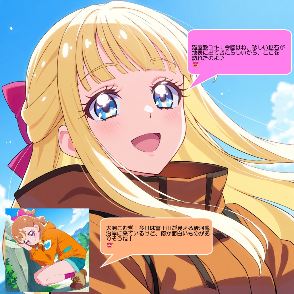 猫屋敷ユキと犬飼こむぎ、マンガンノジュールを見て喜ぶ | の人気AIイラスト・グラビア