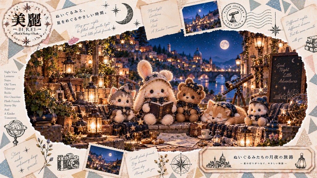 A quiet night, shared with your softest friends.  Little travelers gathered under the moonlight, sha