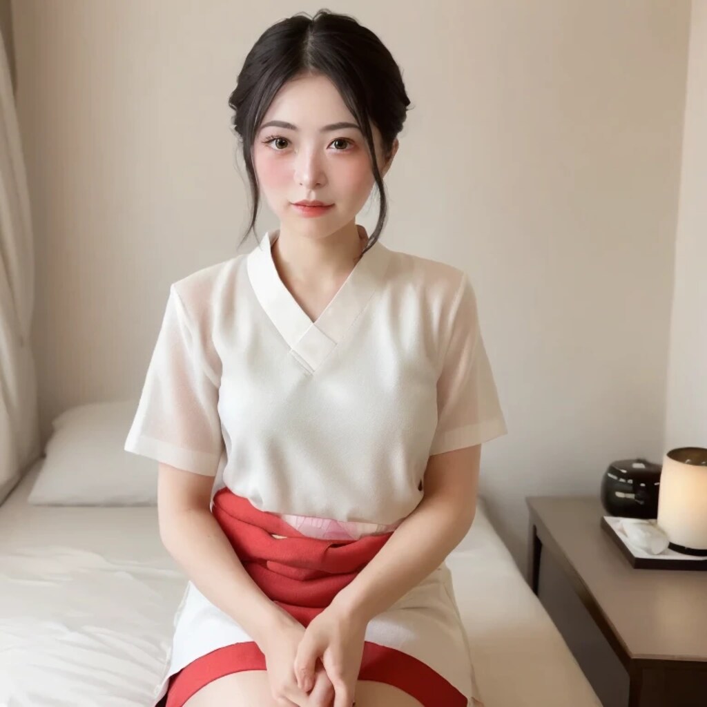 黒髪ロングで巫女服の美女４０