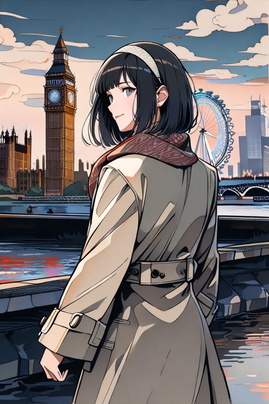 都市の夕方の輝き