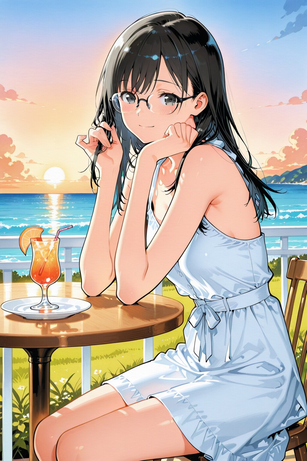 海辺のカフェデート | の人気AIイラスト・グラビア