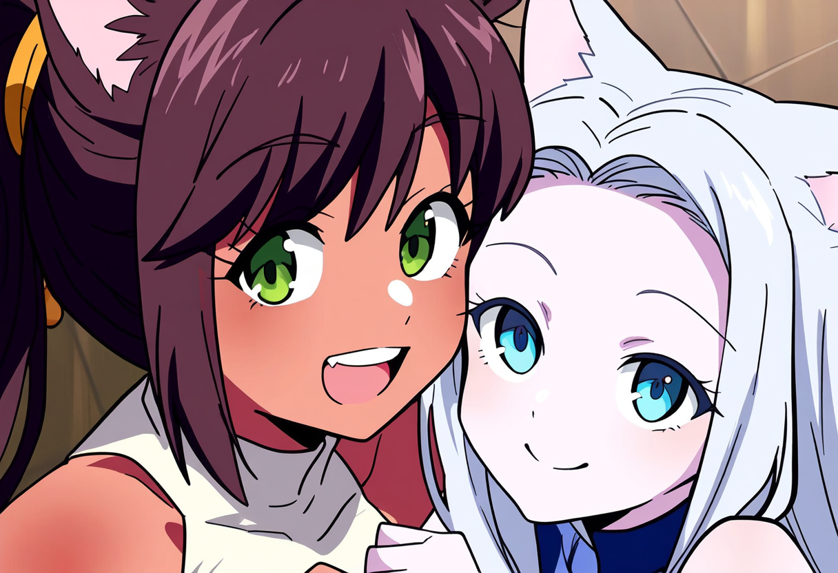 褐色ミコッテちゃんと色白ミコッテちゃん