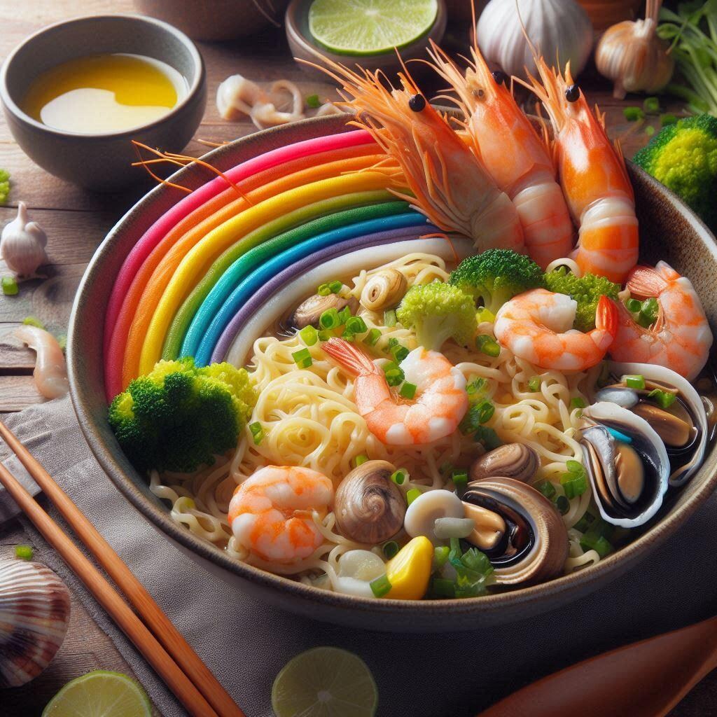 虹のseafood noodle