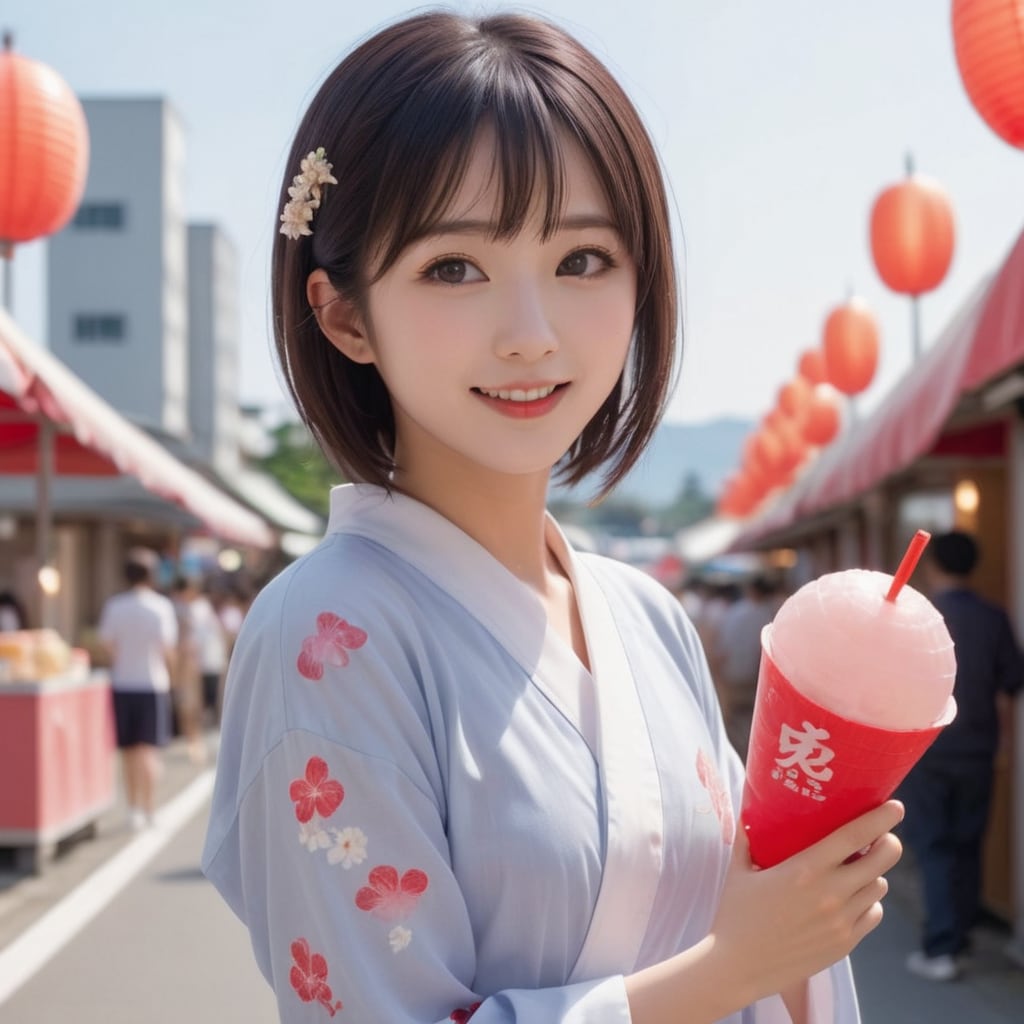 黒髪ショート 夏祭り