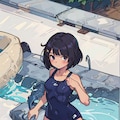 ボブカットJ〇ちゃんのスク水姿 6枚目
