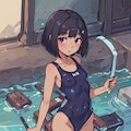 ボブカットJ〇ちゃんのスク水姿 5枚目