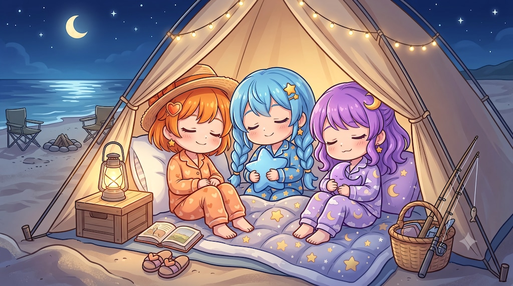 【#アウトドア】魔法少女が海でキャンプ２