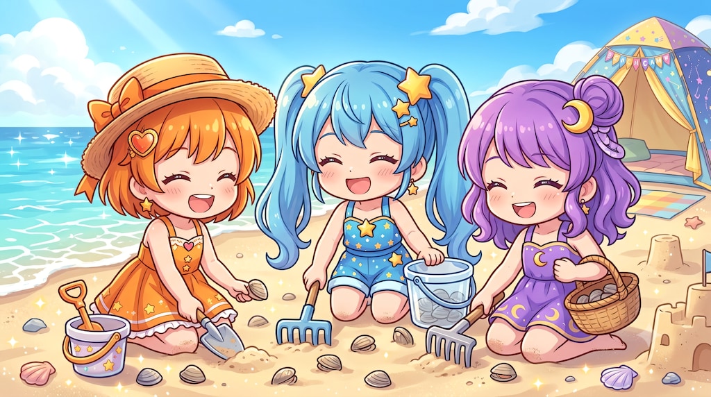 【#アウトドア】魔法少女が海でキャンプ２